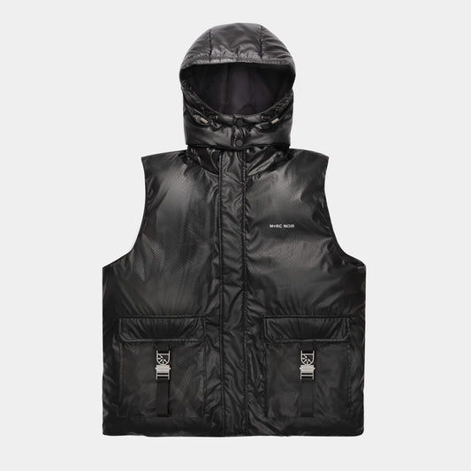 “Baby Alligator” Goose Down Black Vest