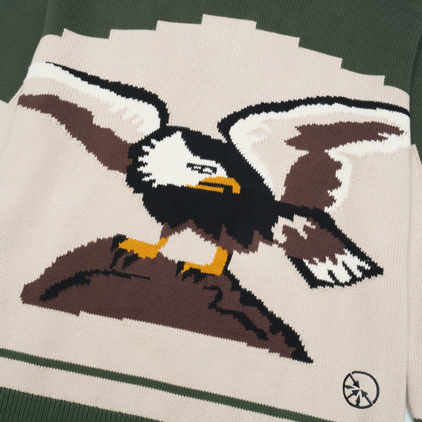 "EAGLE" INTARSIA KNITTED BEIGE SWEATER