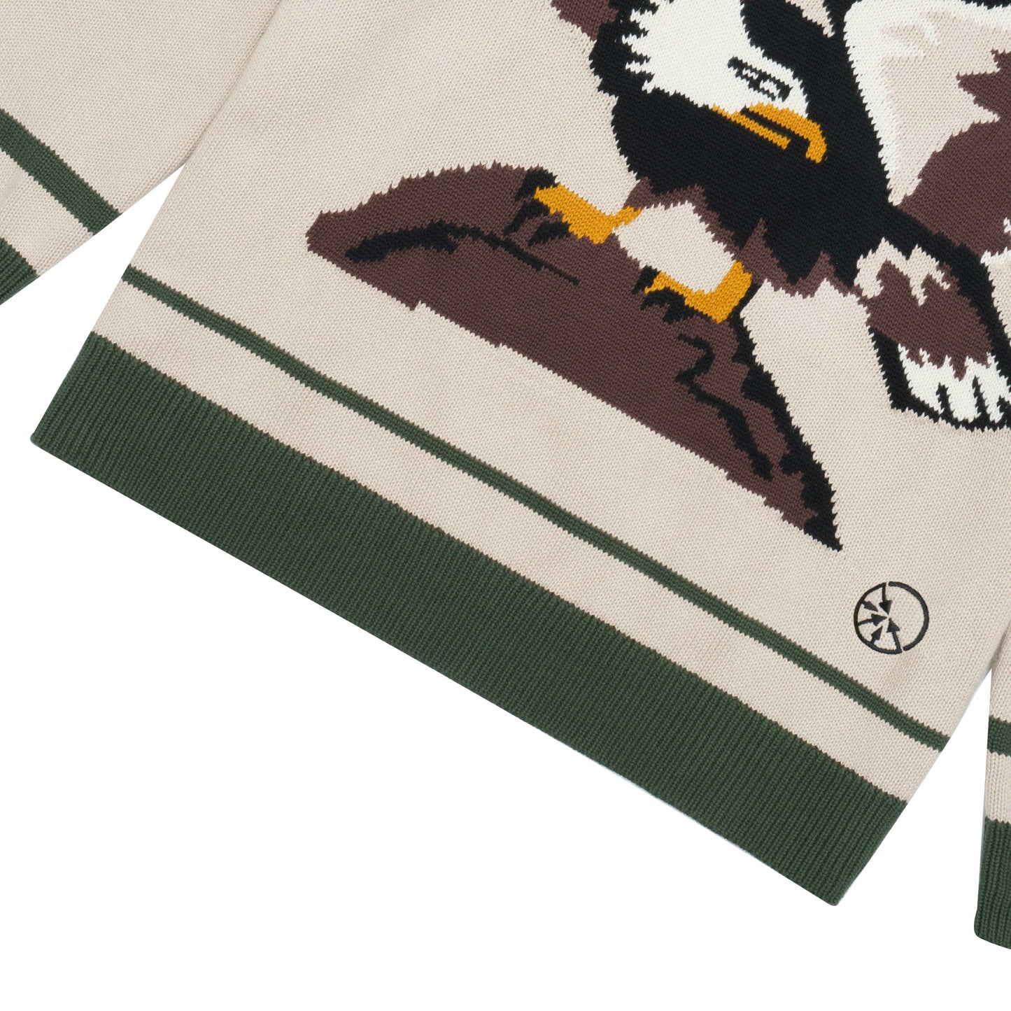 "EAGLE" INTARSIA KNITTED BEIGE SWEATER
