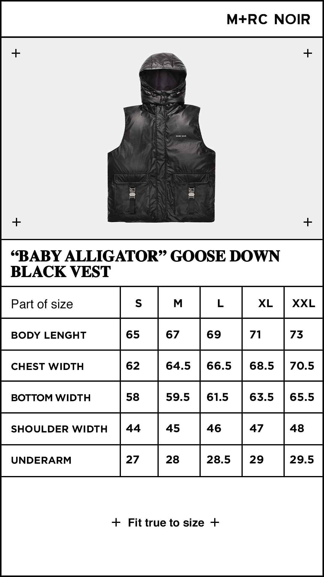 “Baby Alligator” Goose Down Black Vest