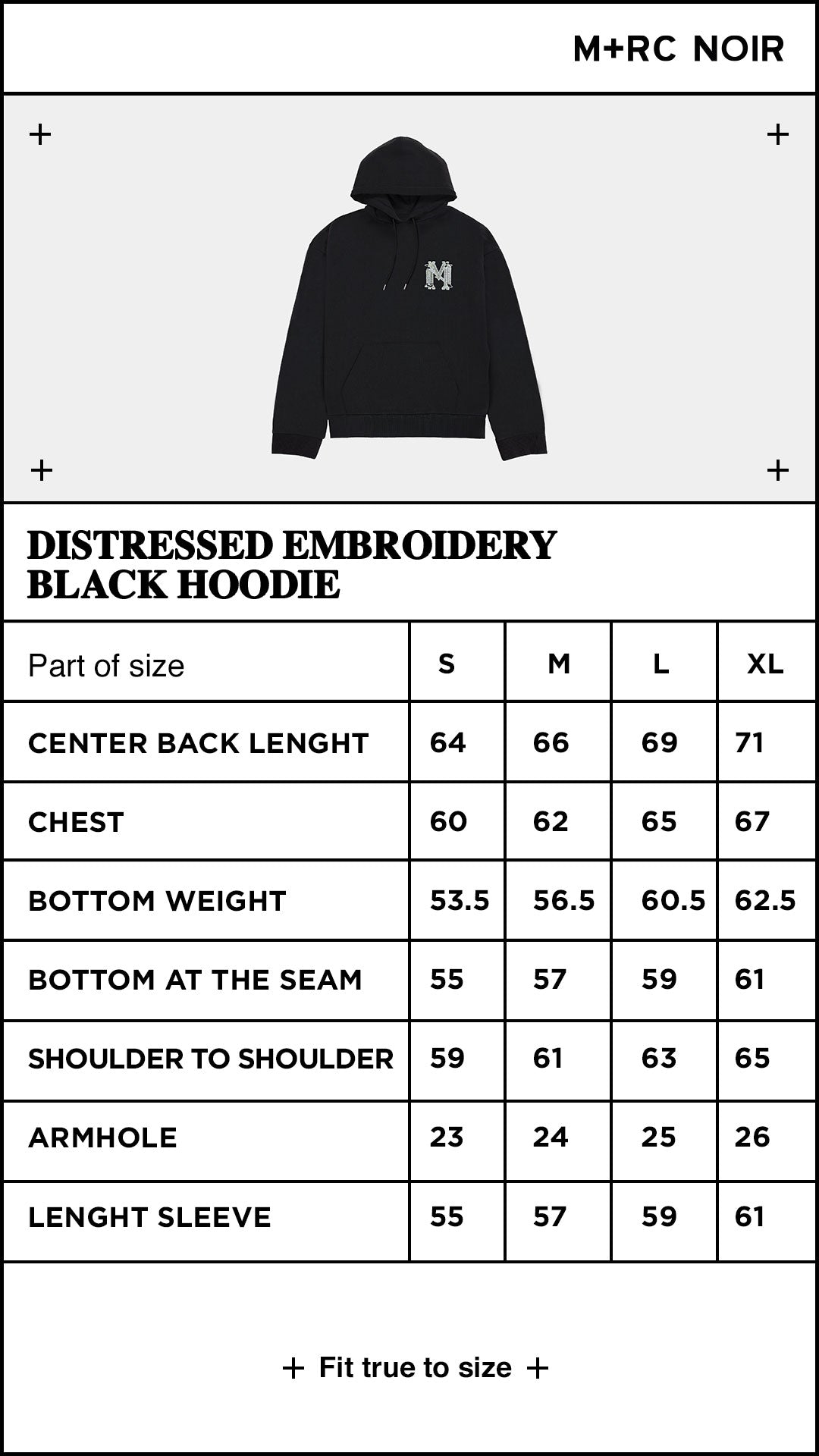 Distressed embroidery black hoodie