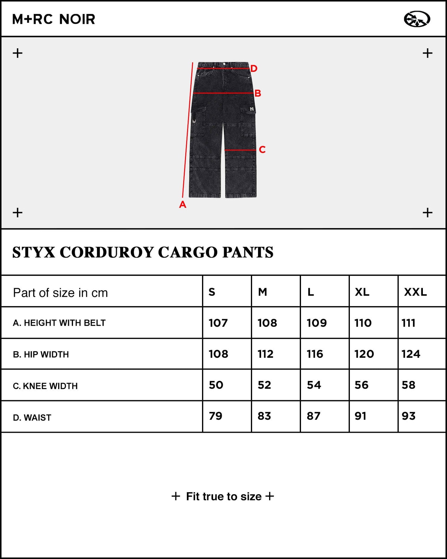Styx Corduroy Black Cargo Pant